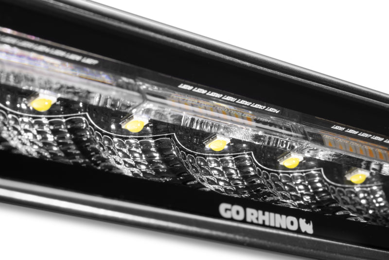 Go Rhino Xplor Blackout Combo Series Sixline LED Flood Lights w/Amber (Surface Mount) - Blk (Pair) Light Bars & Cubes Go Rhino