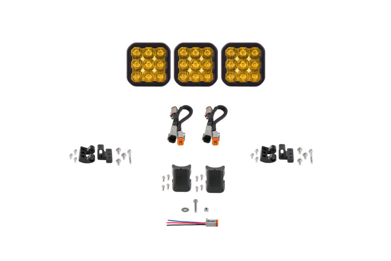 Diode Dynamics SS5 Sport Universal CrossLink 3-Pod Lightbar - Yellow Driving Light Bars & Cubes Diode Dynamics