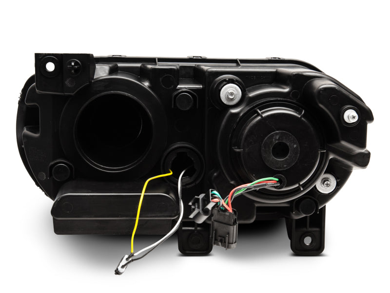 Raxiom 08-14 Dodge Challenger Halo Projctr Headlights w/Sequential Turn Signals-Blk Hsng(Clear Lens) Headlights Raxiom
