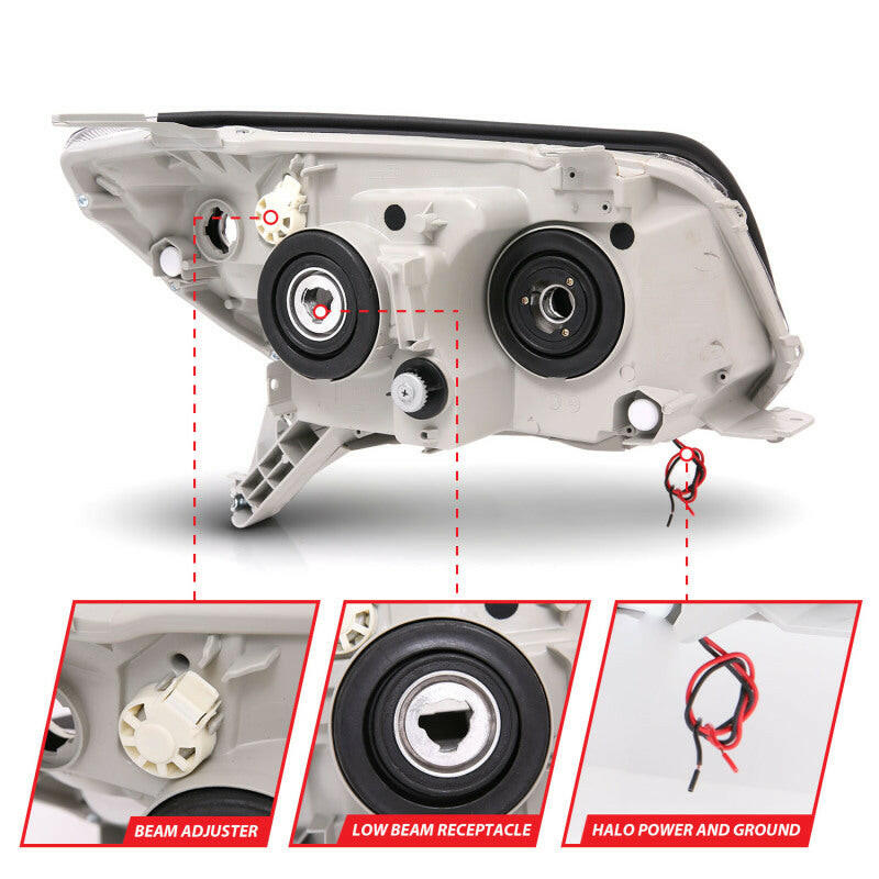 ANZO 2006-2009 Toyota 4Runner Projector Headlights w/ Halo Black Headlights ANZO