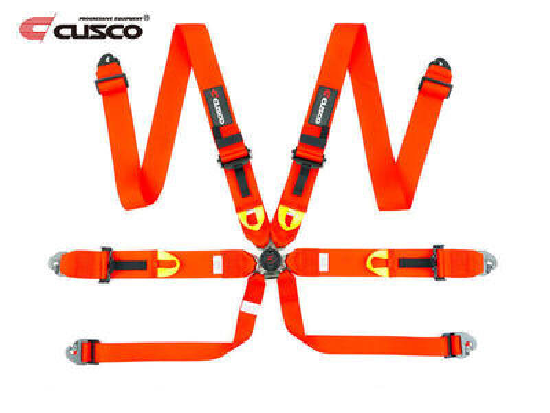 Cusco Universal 6 Point 3in Shoulder 3in Lap w/ Eyebolts (7/16-20UNF Thread) FIA Racing Harness- Red Seat Belts & Harnesses Cusco