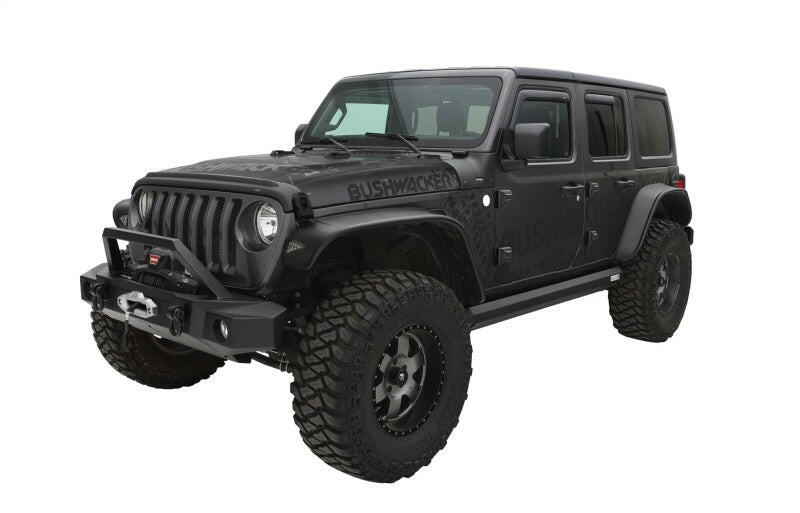 Bushwacker 2018+ Jeep Wrangler (JL) Unlimited Flat Style Flares 4pc - Black Fender Flares Bushwacker