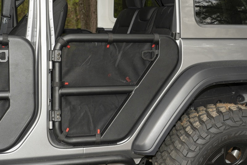 Rugged Ridge Fortis Tube Door Covers Rear Pair Black 18-20 Jeep Wrangler JLU Doors Rugged Ridge