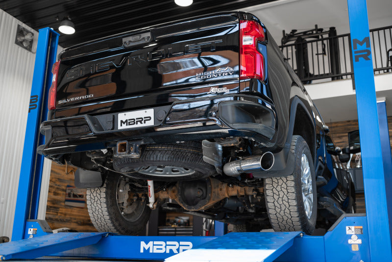 MBRP 2020+ GMC/Chevy 2500/3500 6.6L Duramax 4in Mand Bent Tubing AL-Ser Cat Back Single Side - Alum Catback MBRP