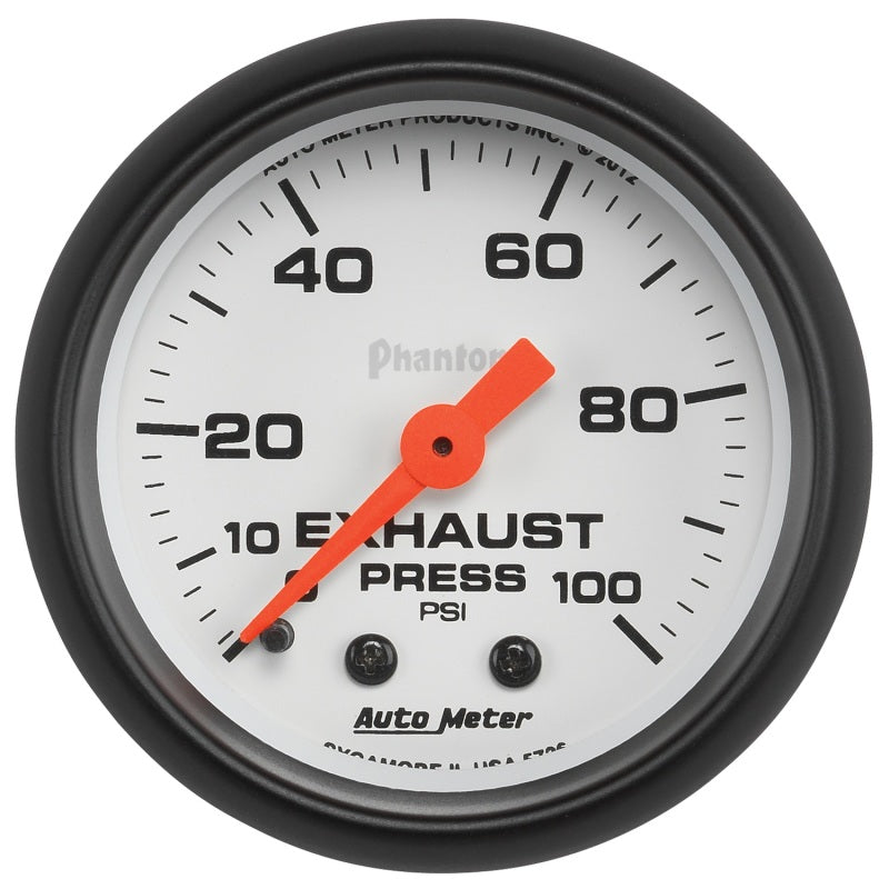 Autometer Phantom 2-1/16in 0-100 PSI Mechnical Exhaust (Drive) Pressure Gauge Gauges AutoMeter