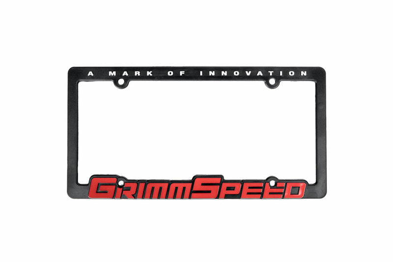 GrimmSpeed License Plate Frame - GrimmSpeed Red Text (Single) License Frame GrimmSpeed