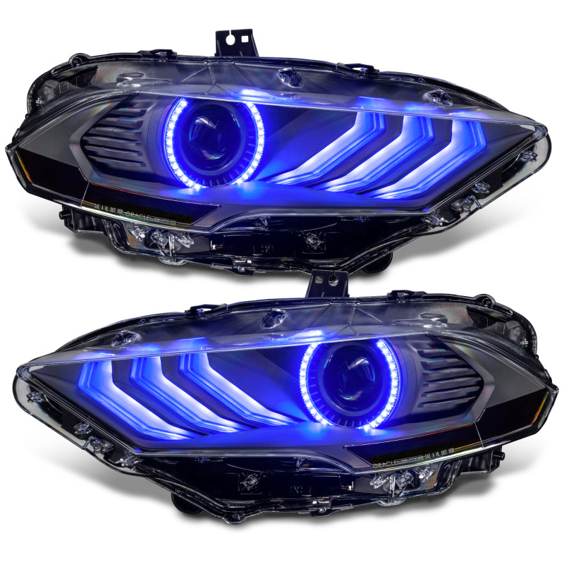 Oracle Lighting 18-23 Ford Mustang Dynamic ColorSHIFT LED Headlights - Black Series Headlights ORACLE Lighting
