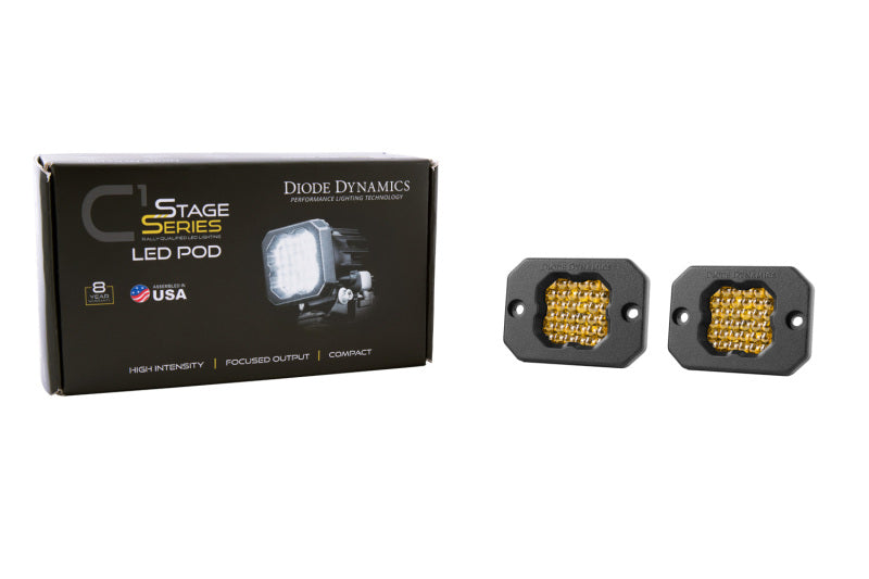 Diode Dynamics Stage Series C1 LED Pod Pro - Yellow Flood Flush ABL (Pair) Light Accessories and Wiring Diode Dynamics