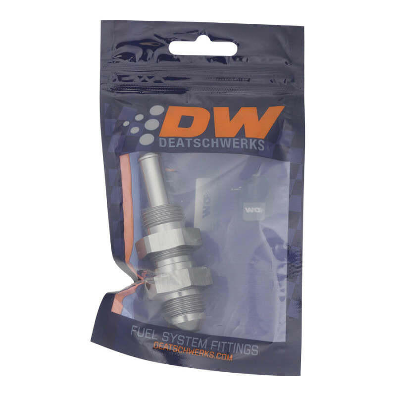 DeatschWerks 8AN Male Flare to Straight 3/8in Single Hose Barb - Anodized DW Titanium Fittings DeatschWerks