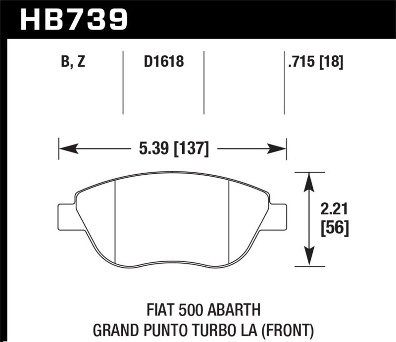 Hawk 2013 Fiat 500 Abarth Front HPS 5.0 Street Brake Pads Brake Pads - Performance Hawk Performance