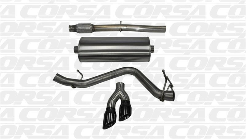 Corsa 14-19 GMC Sierra/Chevy Silv 1500 Crew Cab/Short Bed 5.3L V8 Black Sport Single Side CB Exhaust Catback CORSA Performance