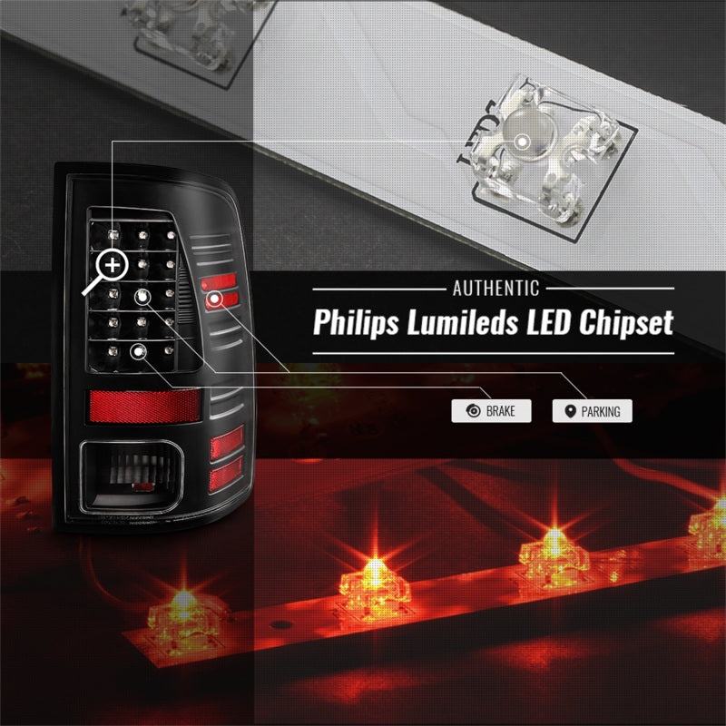 Spyder 13-18 Dodge Ram 2500/3500 LED Tail Lights LED Model Only - All Black (ALT-YD-DRAM13-LED-BKV2) Tail Lights SPYDER