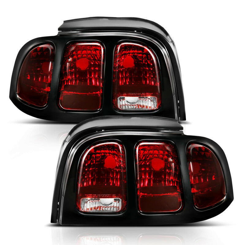 ANZO 1994-1998 Ford Mustang Taillight Dark Red Lens (OE Style) Tail Lights ANZO