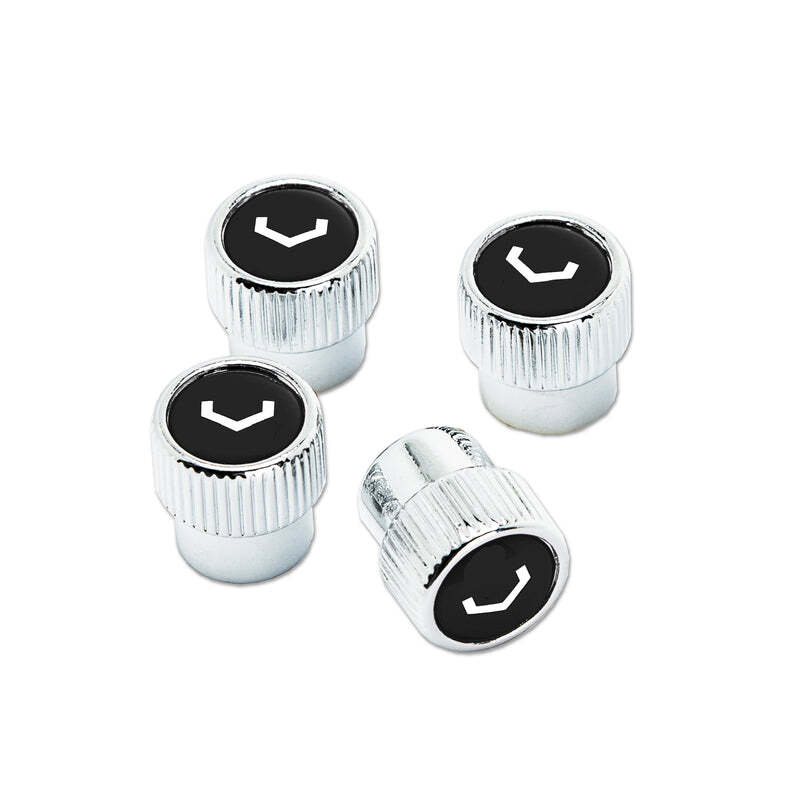 Vossen Classic V Valve Stem Cap Set - Chrome/Black Valve Stems Vossen