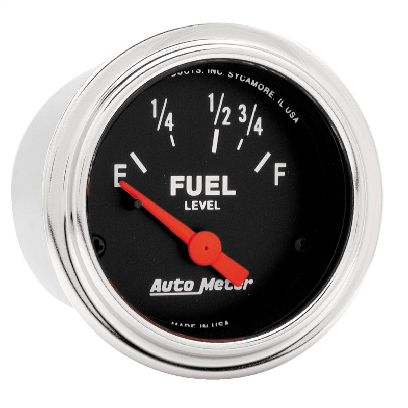 Autometer Traditional Chrome 52mm Short Sweep Electrical Fuel Level Gauge Gauges AutoMeter