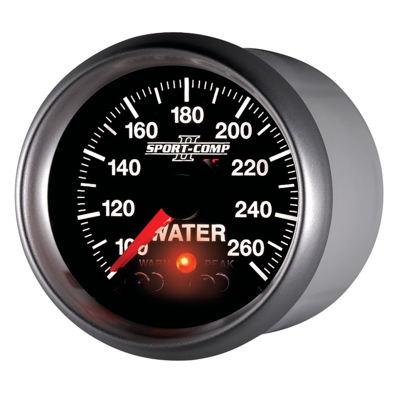 Autometer Sport-Comp II 52.4mm 100-260 Deg F Water Temp Peak & Warn w/ Electronic Control Gauge Gauges AutoMeter