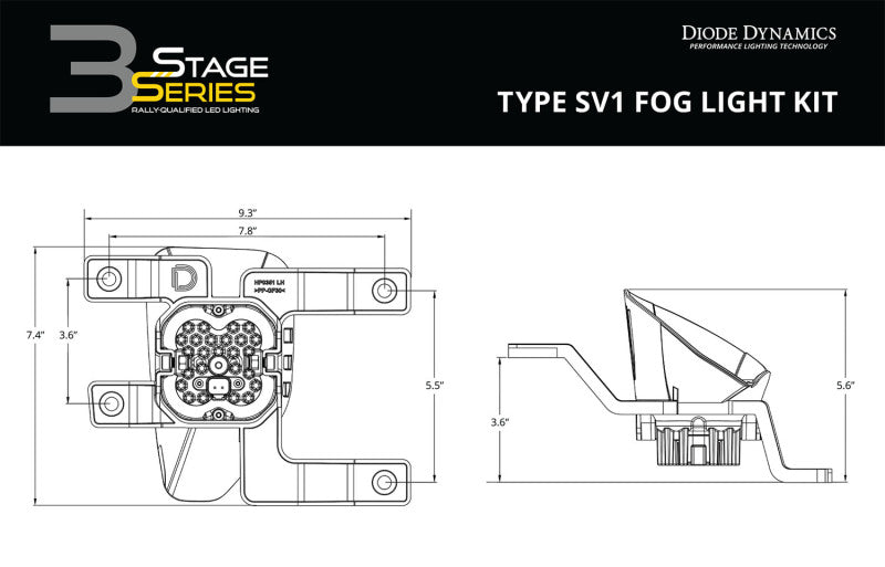 Diode Dynamics SS3 Sport Type SV1 Kit ABL - White SAE Fog Light Accessories and Wiring Diode Dynamics
