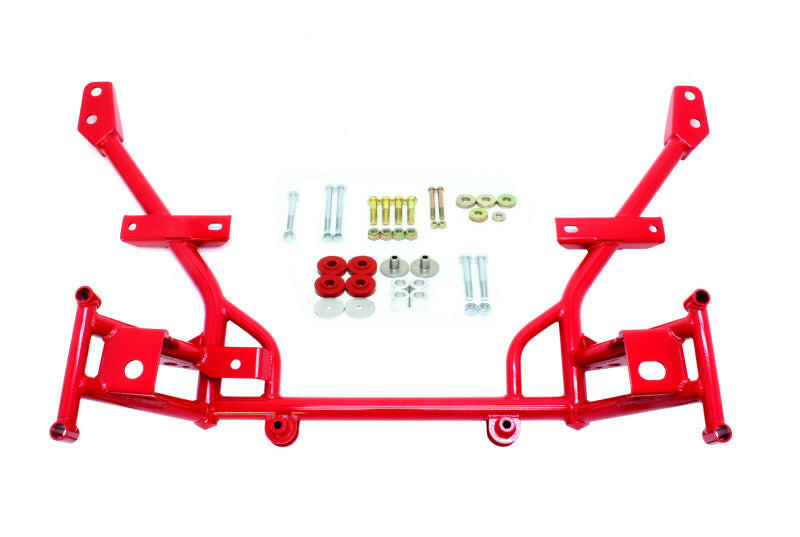 BMR 05-14 S197 Mustang K-Member w/ 1/2in Lowered Motor Mounts and STD. Rack Mounts - Red Crossmembers BMR Suspension