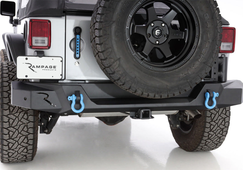 Rampage 07-18 Jeep Wrangler JK (Incl. Unlimited) Trailguard Rear Bumper - Black Bumpers - Steel Rampage