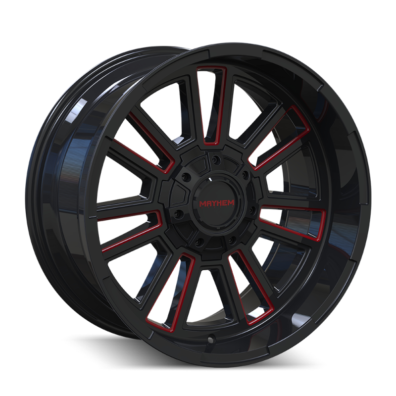Mayhem 8115 Apollo 20x10 / 8x165.1 BP / -19mm Offset / 125.2mm Hub Black w/ Prism Red Wheel Wheels - Cast Mayhem