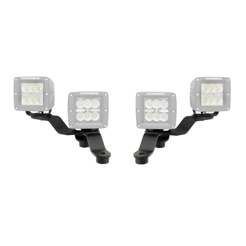 Go Rhino 18-20 Jeep Wrangler JL/JLU/Gladiator JT Light Mount - Two 3in Cubes Offset Light Mounts Go Rhino