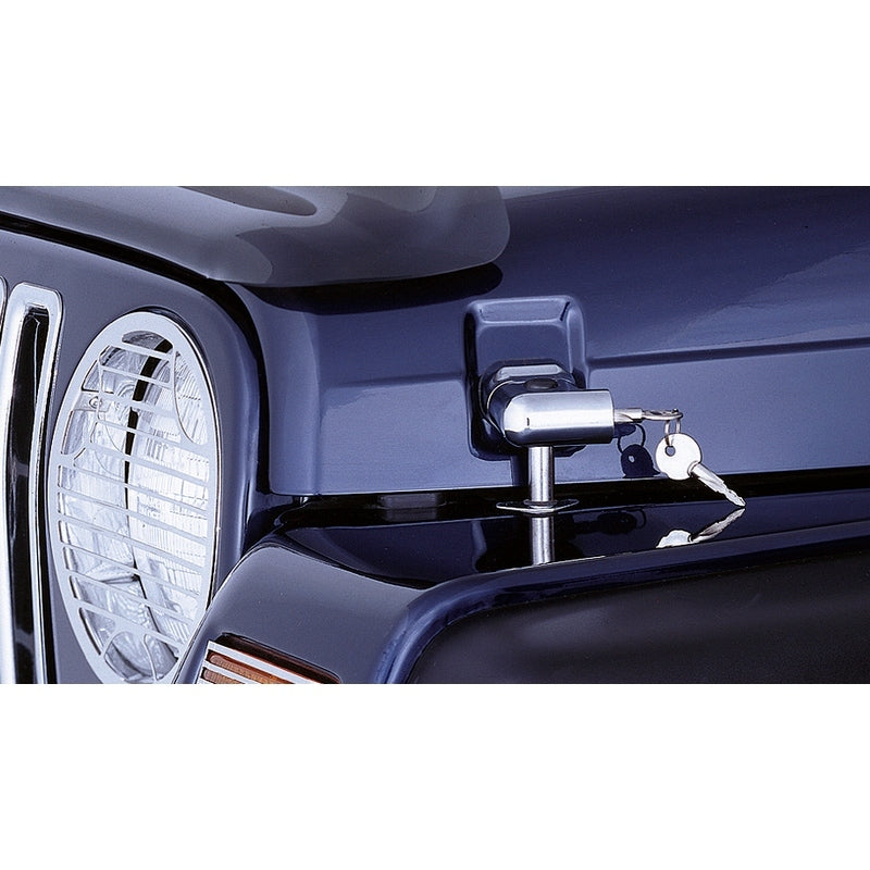 Rugged Ridge Locking Hood Catch Kit Chrome 97-06 Jeep Wrangler Brackets Rugged Ridge