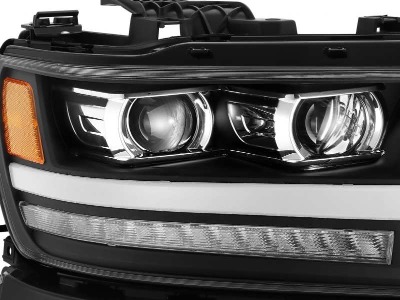 AlphaRex 19-20 Dodge Ram 1500 LUXX LED Proj Headlights Plnk Style Black w/Activ Light/Seq Signal/DRL Headlights AlphaRex