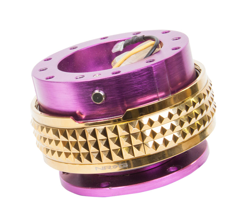 NRG Quick Release Kit - Pyramid Edition - Purple Body / Chrome Gold Pyramid Ring Quick Release Adapters NRG
