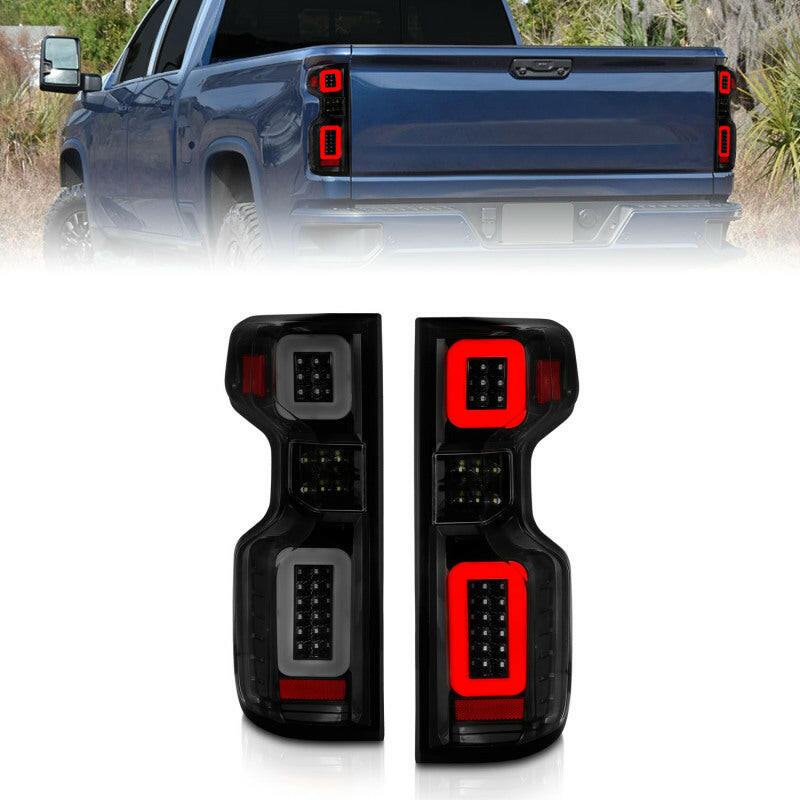 ANZO 19-21 Chevy Silverado Full LED Taillights Black Housing Smoke Lens G2 (w/C light Bars) Tail Lights ANZO