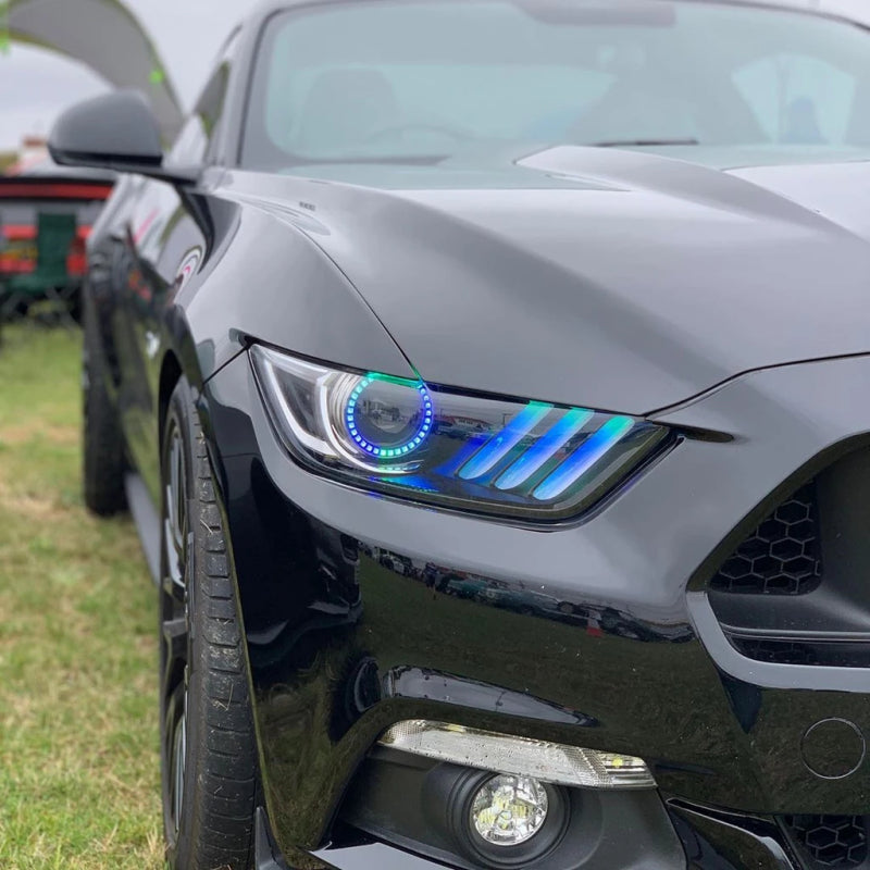 Oracle 15-17 Ford Mustang V6/GT/Shelby Dynamic DRL w/ Halo Kit - ColorSHIFT - Dynamic Headlights ORACLE Lighting