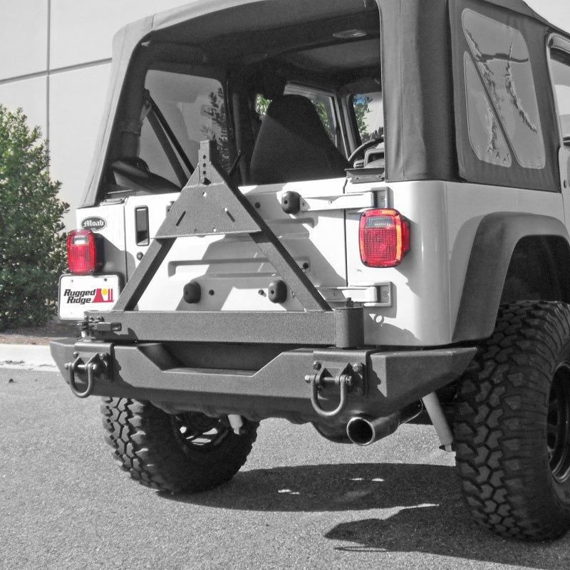 Rugged Ridge Tire Carrier XHD Rear Bumper 76-06 Jeep CJ / Jeep Wrangler Bumpers - Steel Rugged Ridge