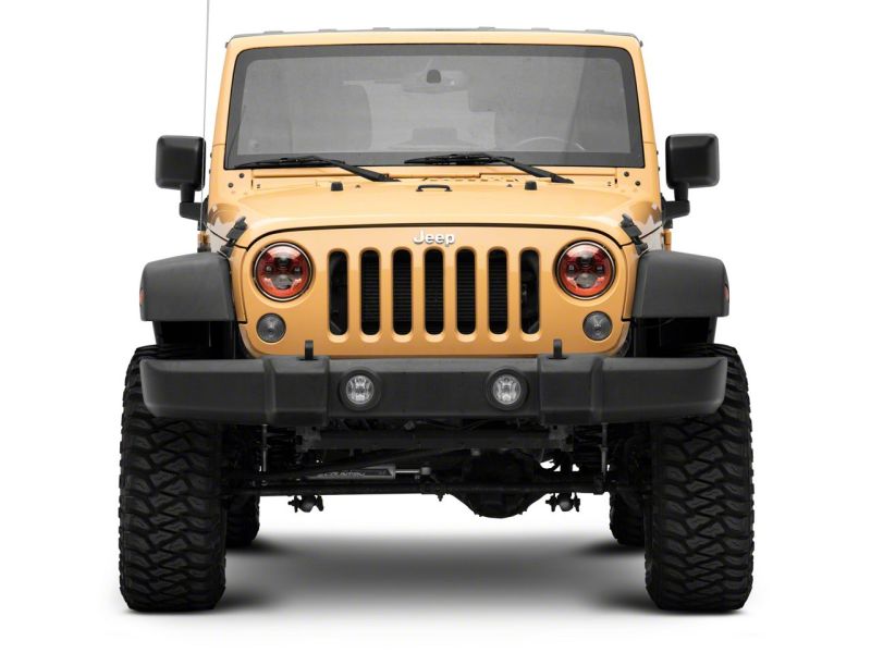Raxiom 07-18 Jeep Wrangler JK 7-In LED Headlights- Red Housing- Clear Lens Headlights Raxiom