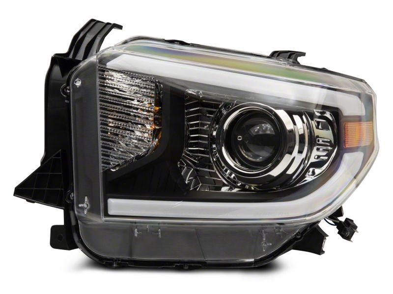 Raxiom 14-21 Toyota Tundra Axial Projector Headlights w/ SEQL LED Bar- Black Housing (Clear Lens) Headlights Raxiom