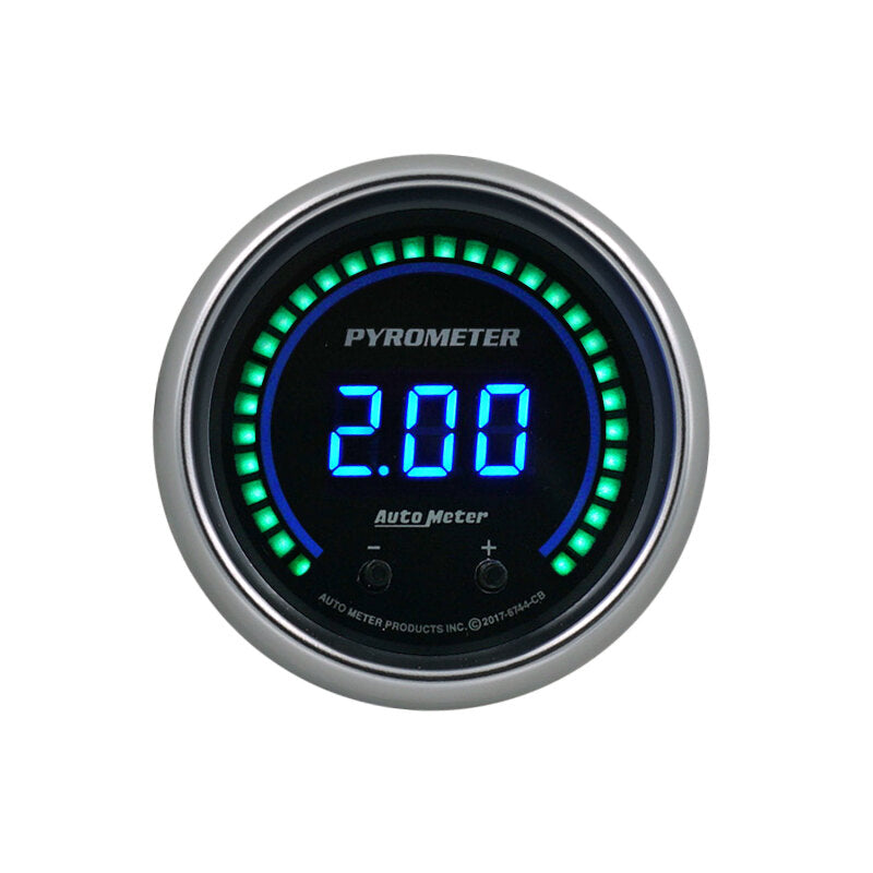Autometer 52.4mm Black Two Channel 0-2000 Degree Pyrometer (EGT) Cobalt Elite Digital Gauge Gauges AutoMeter