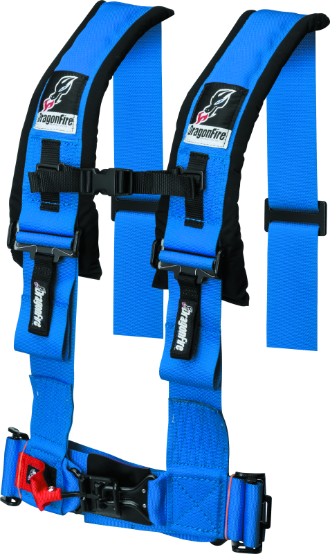 DragonFire Racing Harness- H-Style- 4-Point- 3in Buckle- Blue Seat Belts & Harnesses DragonFire Racing
