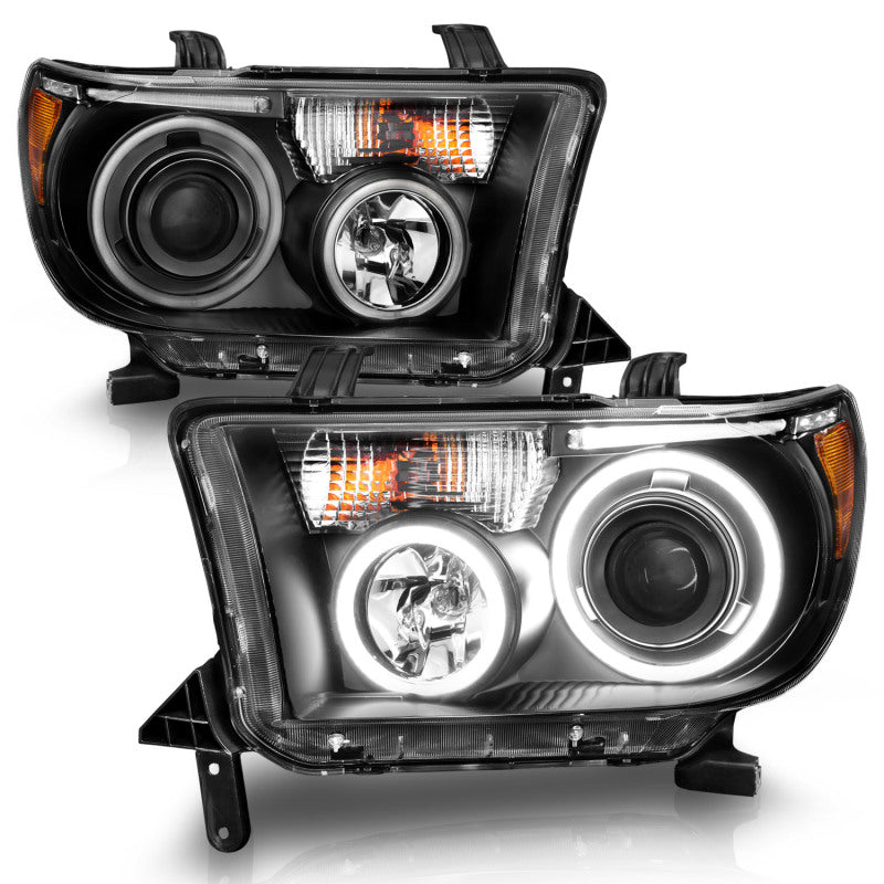 ANZO 2007-2013 Toyota Tundra Projector Headlights w/ Halo Black (CCFL) Headlights ANZO