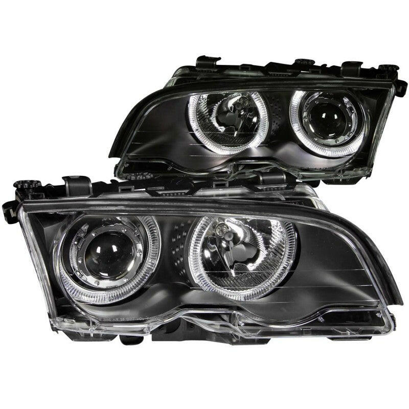 ANZO 1999-2001 BMW 3 Series E46 Projector Headlights w/ Halo Black Headlights ANZO