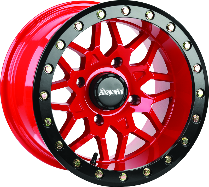 DragonFire Racing Typhon Wheel 15X10 4/156 5+5 +0 Machined Red Wheels - Cast DragonFire Racing
