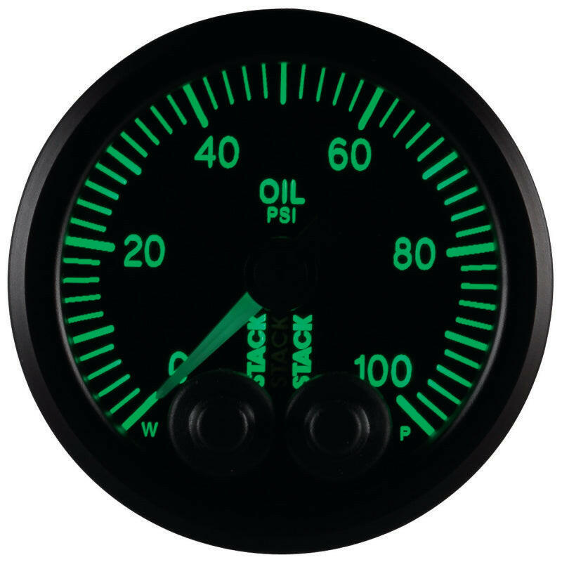 Autometer Stack Instruments Pro Control 52mm 0-100 PSI Oil Pressure Gauge - Black (1/8in NPTF Male) Gauges AutoMeter