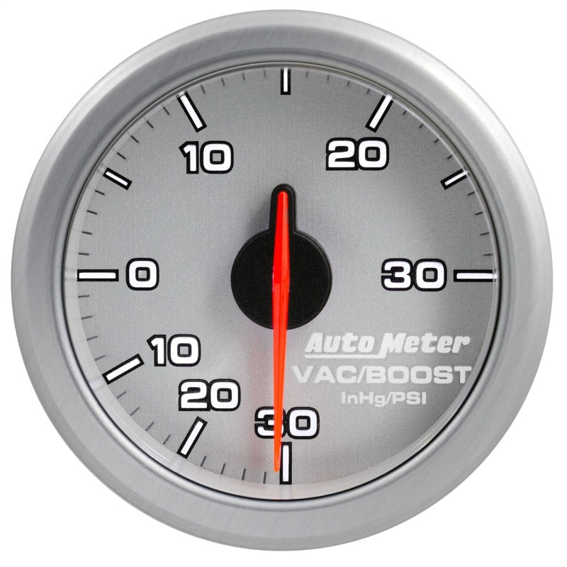 Autometer Airdrive 2-1/6in Boost/Vac Gauge 30in HG/30 PSI - Silver Gauges AutoMeter