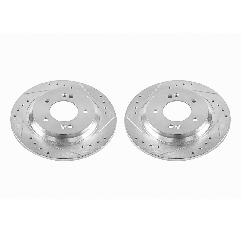 Power Stop 2017 Hyundai Azera Rear Evolution Drilled & Slotted Rotors - Pair Brake Rotors - Slot & Drilled PowerStop