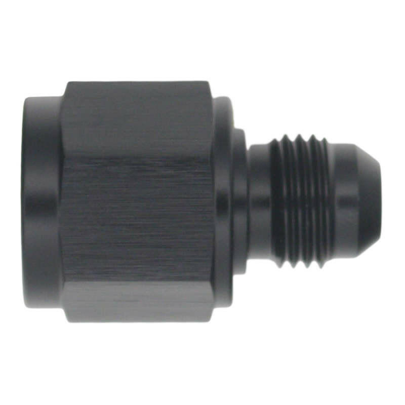 DeatschWerks 8AN Female Flare to 6AN Male Flare Reducer - Anodized Matte Black Fittings DeatschWerks