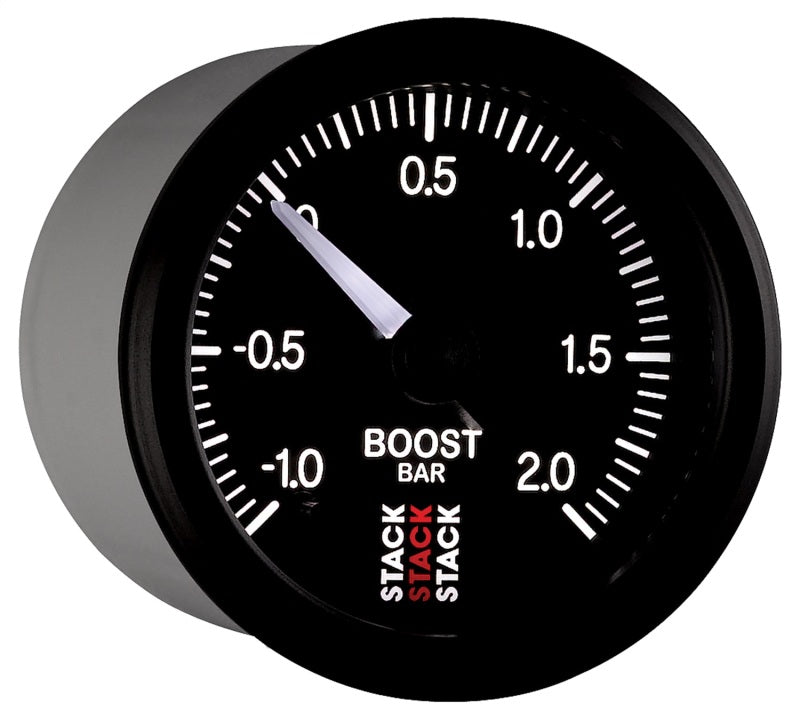 Autometer Stack 52mm -1 to +2 Bar (Incl T-Fitting) Pro Stepper Motor Boost Pressure Gauge - Black Gauges AutoMeter