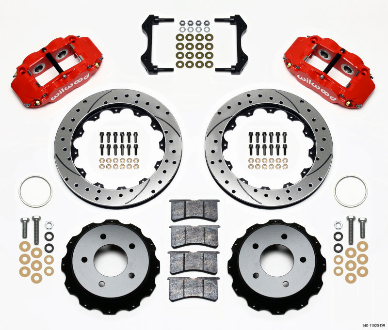 Wilwood Narrow Superlite 4R Rear Kit 12.88in Drilled Red 84-87 Corvette C4 Big Brake Kits Wilwood