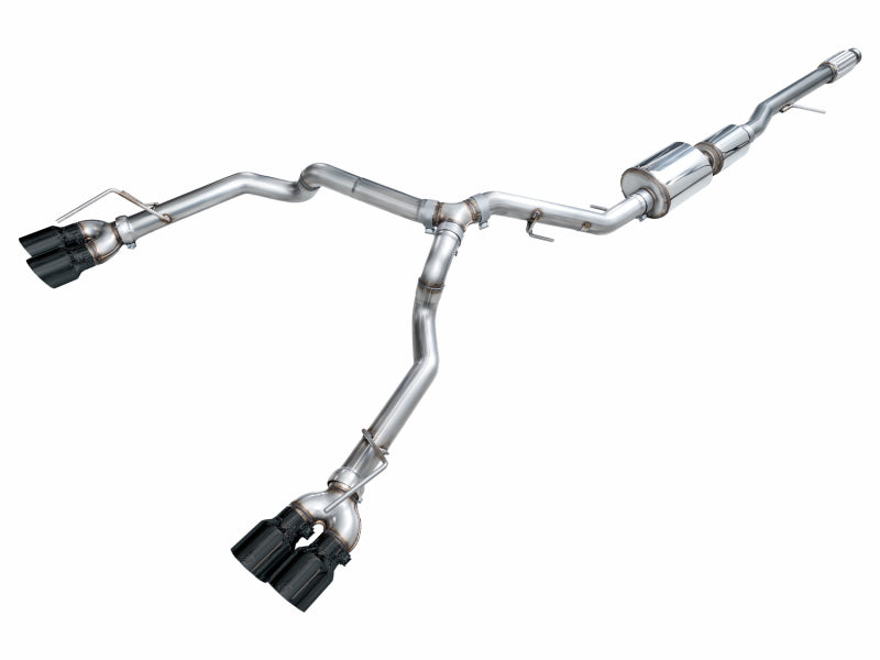 AWE Tuning 2021+ GMC Suburban/Yukon XL 5.3L 0FG Split Rear Exit Catback - Quad Diamond Blk Tips Catback AWE Tuning