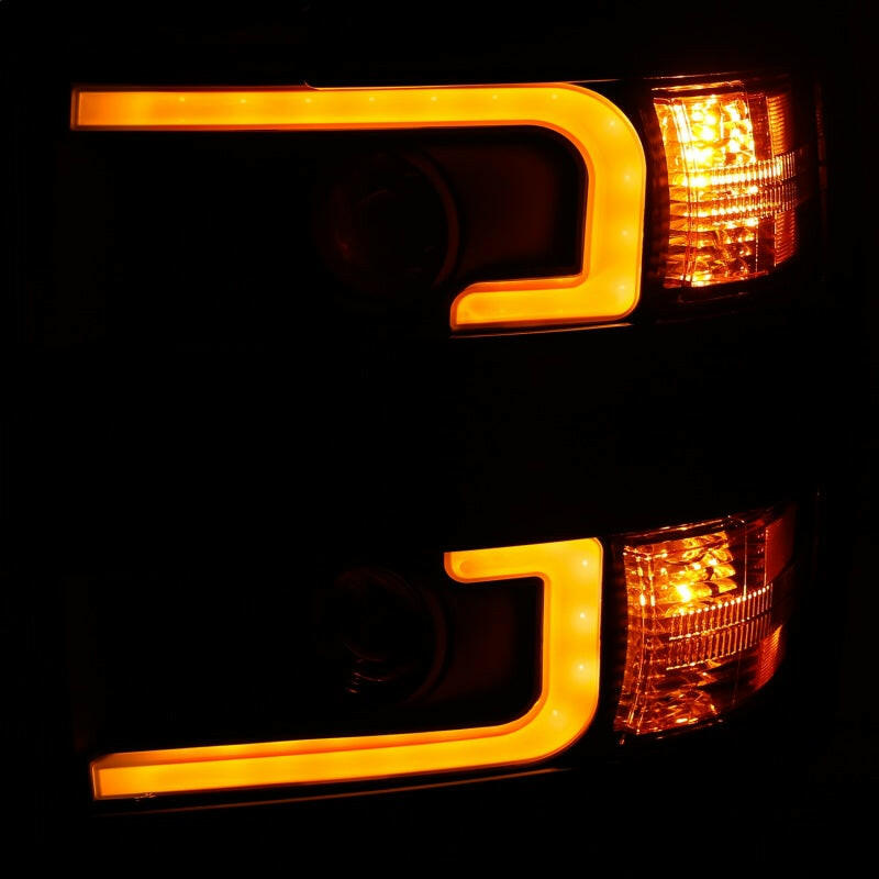 ANZO Projector Headlights 15-17 Chevrolet Silverado 2500HD / 3500HD Black w/ Black Rim Headlights ANZO