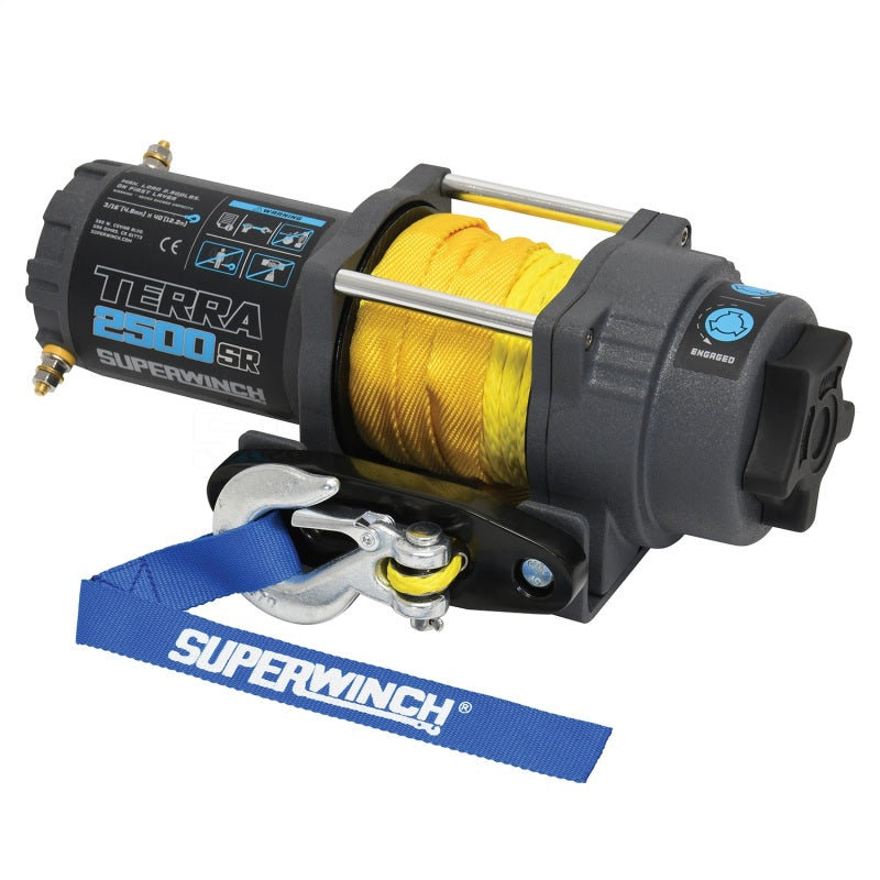 Superwinch 2500 LBS 12V DC 3/16in x 40ft Synthetic Rope Terra 2500SR Winch - Gray Wrinkle Winches Superwinch