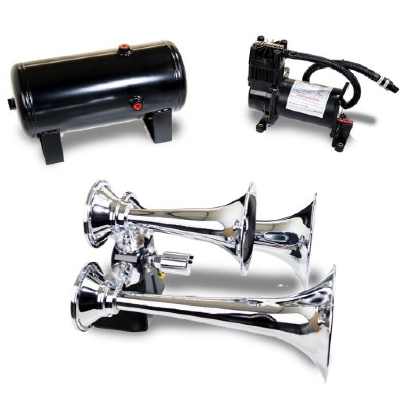 Kleinn Triple Chrome Horn Kit w/ 150 PSI Air Compressor / 1.5 gal Air Tank Horns Kleinn Air Horns