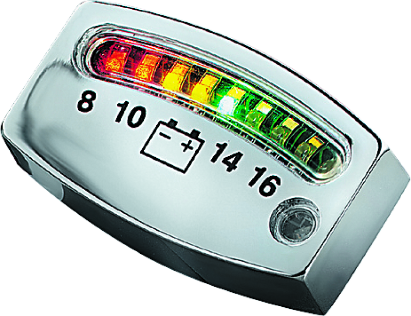 Kuryakyn LED Battery Gauge Universal Chrome Gauges Kuryakyn