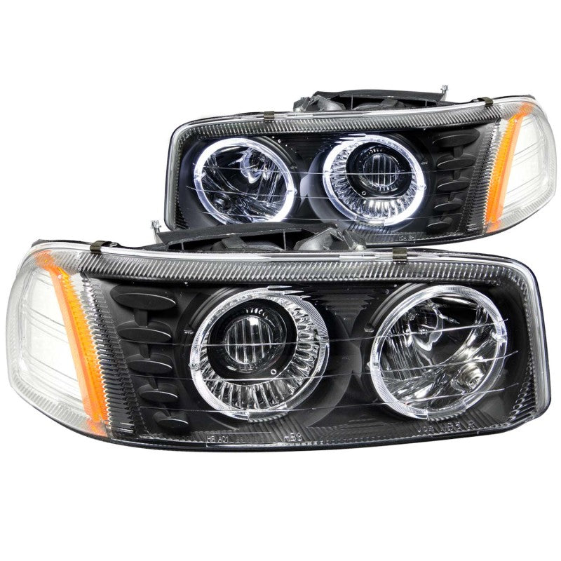 ANZO 1999-2006 GMC Sierra 1500 Projector Headlights w/ Halo Black Headlights ANZO
